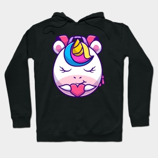 Cute Unicorn Bag Holding Love Heart Cartoon Hoodie